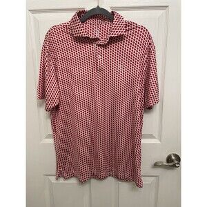 Rhoback Performance Polo Shirt Men’s Size M Red Wisconsin State Print Golf
